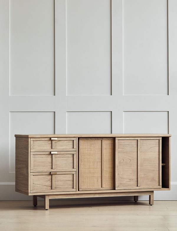 talent design, rattan kapaklı konsol, meşe ahşap büfe, minimalist tasarım konsol, modern depolama mobilyası, çekmeceli konsol tasarımı, İskandinav tarzı mobilya, doğal ahşap konsol, şık oturma odası mobilyası, zarif tasarım konsol, rustik rattan detaylı büfe, doğal malzemeli büfe, el yapımı ahşap konsol, dekoratif depolama çözümü, estetik ve fonksiyonel konsol, modern iç mekan büfe, El oyması kapaklı büfe, servant, servant dolabı