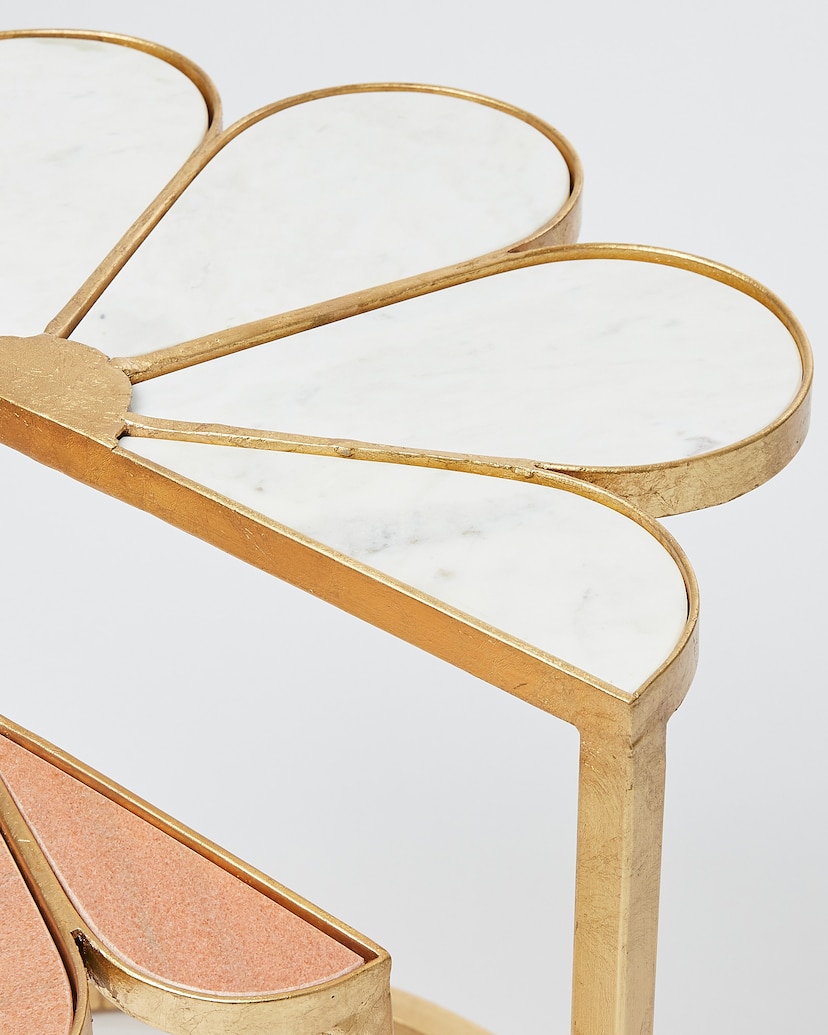 Talent Design, zigon sehpa, çiçek formlu sehpa, metal sehpa, pirinç detaylı sehpa, modern sehpa, dekoratif yan sehpa, elora sehpa, oturma odası sehpası, lüks sehpa tasarımı, estetik sehpa modeli, iç mekan dekorasyon, altın renk sehpa, zarif sehpa takımı