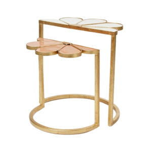 Talent Design, zigon sehpa, çiçek formlu sehpa, metal sehpa, pirinç detaylı sehpa, modern sehpa, dekoratif yan sehpa, elora sehpa, oturma odası sehpası, lüks sehpa tasarımı, estetik sehpa modeli, iç mekan dekorasyon, altın renk sehpa, zarif sehpa takımı