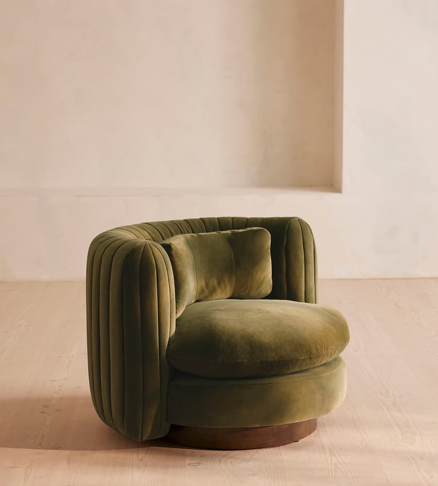 yuvarlak formlu koltuk, özel dokuma kumaş koltuk, yeşil renkli koltuk, modern tasarım koltuk, minimal çizgili koltuk, iç mekân için dekoratif koltuk, çağdaş yeşil koltuk modeli, rahat oturumlu yuvarlak koltuk, tasarım kumaş döşemeli koltuk, bohem stil koltuk, özel üretim yuvarlak koltuk, özel ölçü koltuk tasarımı, sipariş modern koltuk, ısmarlama tasarım koltuk, Talent Design koltuk, organik formlu koltuk, salon için şık yeşil koltuk