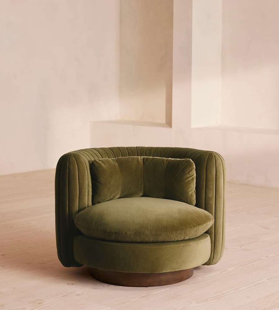 yuvarlak formlu koltuk, özel dokuma kumaş koltuk, yeşil renkli koltuk, modern tasarım koltuk, minimal çizgili koltuk, iç mekân için dekoratif koltuk, çağdaş yeşil koltuk modeli, rahat oturumlu yuvarlak koltuk, tasarım kumaş döşemeli koltuk, bohem stil koltuk, özel üretim yuvarlak koltuk, özel ölçü koltuk tasarımı, sipariş modern koltuk, ısmarlama tasarım koltuk, Talent Design koltuk, organik formlu koltuk, salon için şık yeşil koltuk