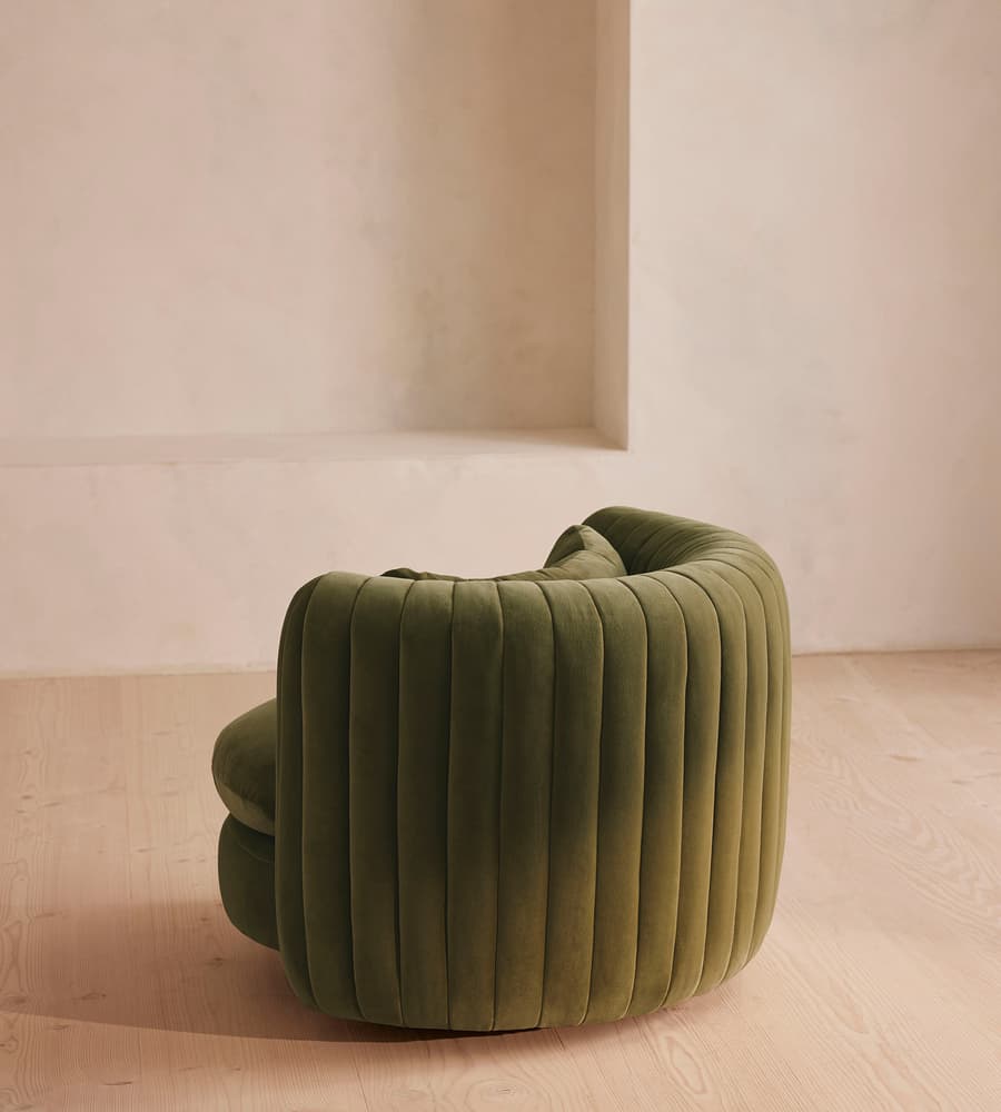 yuvarlak formlu koltuk, özel dokuma kumaş koltuk, yeşil renkli koltuk, modern tasarım koltuk, minimal çizgili koltuk, iç mekân için dekoratif koltuk, çağdaş yeşil koltuk modeli, rahat oturumlu yuvarlak koltuk, tasarım kumaş döşemeli koltuk, bohem stil koltuk, özel üretim yuvarlak koltuk, özel ölçü koltuk tasarımı, sipariş modern koltuk, ısmarlama tasarım koltuk, Talent Design koltuk, organik formlu koltuk, salon için şık yeşil koltuk