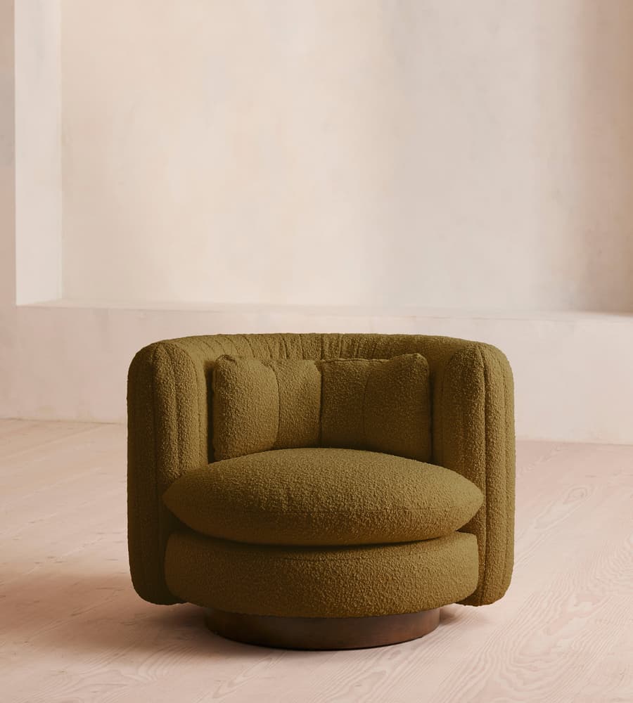 yuvarlak formlu koltuk, özel dokuma kumaş koltuk, yeşil renkli koltuk, modern tasarım koltuk, minimal çizgili koltuk, iç mekân için dekoratif koltuk, çağdaş yeşil koltuk modeli, rahat oturumlu yuvarlak koltuk, tasarım kumaş döşemeli koltuk, bohem stil koltuk, özel üretim yuvarlak koltuk, özel ölçü koltuk tasarımı, sipariş modern koltuk, ısmarlama tasarım koltuk, Talent Design koltuk, organik formlu koltuk, salon için şık yeşil koltuk