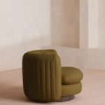 yuvarlak formlu koltuk, özel dokuma kumaş koltuk, yeşil renkli koltuk, modern tasarım koltuk, minimal çizgili koltuk, iç mekân için dekoratif koltuk, çağdaş yeşil koltuk modeli, rahat oturumlu yuvarlak koltuk, tasarım kumaş döşemeli koltuk, bohem stil koltuk, özel üretim yuvarlak koltuk, özel ölçü koltuk tasarımı, sipariş modern koltuk, ısmarlama tasarım koltuk, Talent Design koltuk, organik formlu koltuk, salon için şık yeşil koltuk