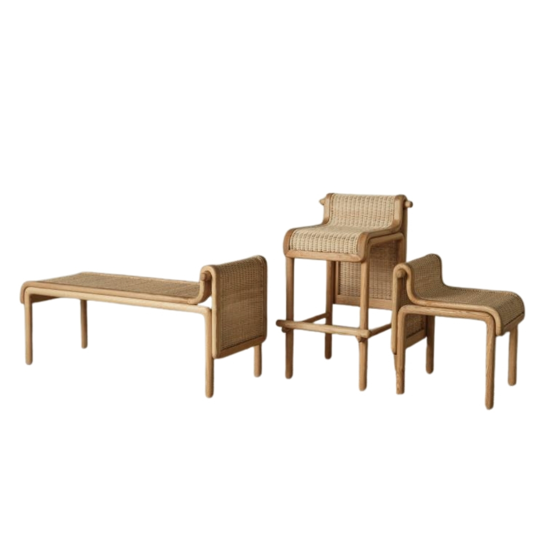 talent design, milen bar sandalyesi, hasır rattan bar sandalyesi, meşe iskeletli sandalye, doğal ahşap bar sandalyesi, el yapımı bar sandalyesi, bohem tarz sandalye, rustik modern bar sandalyesi, iç mekan bar sandalyesi, minimal tasarım sandalye, sürdürülebilir mobilya, bar masası için yüksek sandalye, doğal malzemeli sandalye, zarif ve sade bar sandalyesi, dekoratif rattan sandalye, mutfak adası sandalyesi