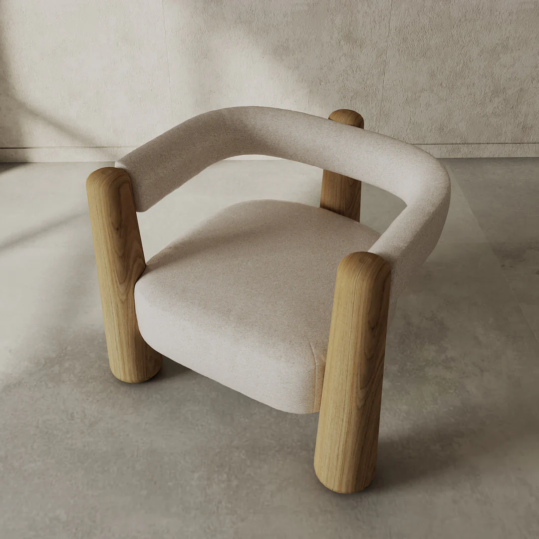 talent design, selba koltuk, sopa ayaklı koltuk, masif meşe koltuk, bohem tarz koltuk, yuvarlak hatlı modern koltuk, minimalist tasarım koltuk, boucle kumaş koltuk, iç mekân tasarım koltuğu, doğal ahşap koltuk, konforlu salon koltuğu, özgün tasarım oturma koltuğu, skandinav çizgili koltuk, doğal doku oturma grubu, silindirik ayaklı koltuk