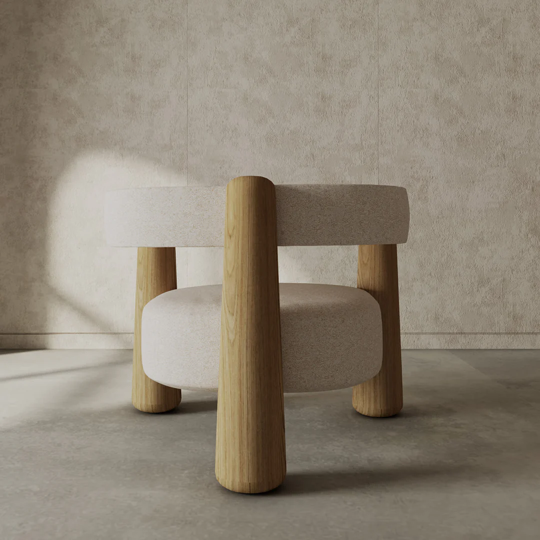 talent design, selba koltuk, sopa ayaklı koltuk, masif meşe koltuk, bohem tarz koltuk, yuvarlak hatlı modern koltuk, minimalist tasarım koltuk, boucle kumaş koltuk, iç mekân tasarım koltuğu, doğal ahşap koltuk, konforlu salon koltuğu, özgün tasarım oturma koltuğu, skandinav çizgili koltuk, doğal doku oturma grubu, silindirik ayaklı koltuk