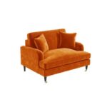 talent design, turuncu kadife love seat koltuk, İngiliz tarzı tekli koltuk, torna ayaklı rahat koltuk, klasik modern karışımı koltuk modeli, geniş oturumlu tek kişilik koltuk, şık ve çarpıcı salon koltuğu, kadife döşemeli lüks koltuk, oturma odası için vintage koltuk, tekerlekli klasik koltuk ayakları, koyu renk duvar uyumlu koltuk tasarımı, iç mekan için konforlu koltuk önerisi, retro görünümlü tekli koltuk