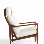 Narel Koltuk, modern koltuk tasarımı, ceviz ahşap koltuk, özel üretim koltuk, lüks berjer, minimalist koltuk, deri detaylı koltuk, sustainable furniture, custom made armchair, contemporary furniture Istanbul, coastal home mobilya, Urla Bodrum Çeşme yazlık ev mobilyası