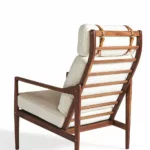 Narel Koltuk, modern koltuk tasarımı, ceviz ahşap koltuk, özel üretim koltuk, lüks berjer, minimalist koltuk, deri detaylı koltuk, sustainable furniture, custom made armchair, contemporary furniture Istanbul, coastal home mobilya, Urla Bodrum Çeşme yazlık ev mobilyası