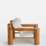 Nerla Koltuk, modern koltuk tasarımı, masif ahşap koltuk, özel üretim koltuk, heykelsi mobilya, minimalist tasarım koltuk, silindirik formlu koltuk, doğal ahşap mobilya, sustainable furniture, custom made armchair, contemporary furniture Istanbul, coastal home mobilya, Urla Bodrum Çeşme yazlık ev mobilyası