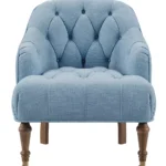 Velora Koltuk, pastel mavi koltuk, pembe kapitoneli koltuk, modern klasik koltuk, özel üretim koltuk, romantik oturma koltuğu, lüks koltuk tasarımı, sustainable furniture, custom made armchair, contemporary furniture Istanbul, coastal home mobilya, Urla Bodrum Çeşme yazlık ev mobilyası