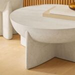 beton görünümlü sehpa, yuvarlak modern sehpa, minimal coffee table, heykelsi form sehpa, zamansız tasarım sehpa, Maison Française dekorasyon, coastal ev mobilyası, iç dış mekân sehpa, Talent Design özel üretim, sürdürülebilir tasarım mobilya