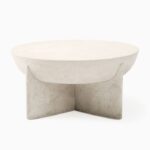 beton görünümlü sehpa, yuvarlak modern sehpa, minimal coffee table, heykelsi form sehpa, zamansız tasarım sehpa, Maison Française dekorasyon, coastal ev mobilyası, iç dış mekân sehpa, Talent Design özel üretim, sürdürülebilir tasarım mobilya