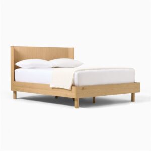 masif meşe karyola, modern yivli başlık, doğal ahşap yatak, zamansız minimal tasarım, coastal ev mobilyası, kişiye özel üretim karyola, sürdürülebilir mobilya, Maison Française stil, estetik yatak odası mobilyası, Talent Design Nişantaşı