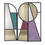 aurelia paravan, art deco paravan, renkli cam oda bölücü, dekoratif paravan, modern metal paravan, özel üretim paravan, sipariş mobilya, ısmarlama tasarım, geometrik cam bölücü, luxury room divider, artistic screen