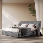 barella karyola, kazayağı desenli yatak, modern döşemeli baza, özel üretim karyola, statement bed, ısmarlama yatak odası mobilya, bold textile bed, luxury upholstered bed, talent design karyola