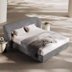 barella karyola, kazayağı desenli yatak, modern döşemeli baza, özel üretim karyola, statement bed, ısmarlama yatak odası mobilya, bold textile bed, luxury upholstered bed, talent design karyola
