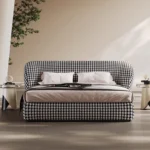 barella karyola, kazayağı desenli yatak, modern döşemeli baza, özel üretim karyola, statement bed, ısmarlama yatak odası mobilya, bold textile bed, luxury upholstered bed, talent design karyola