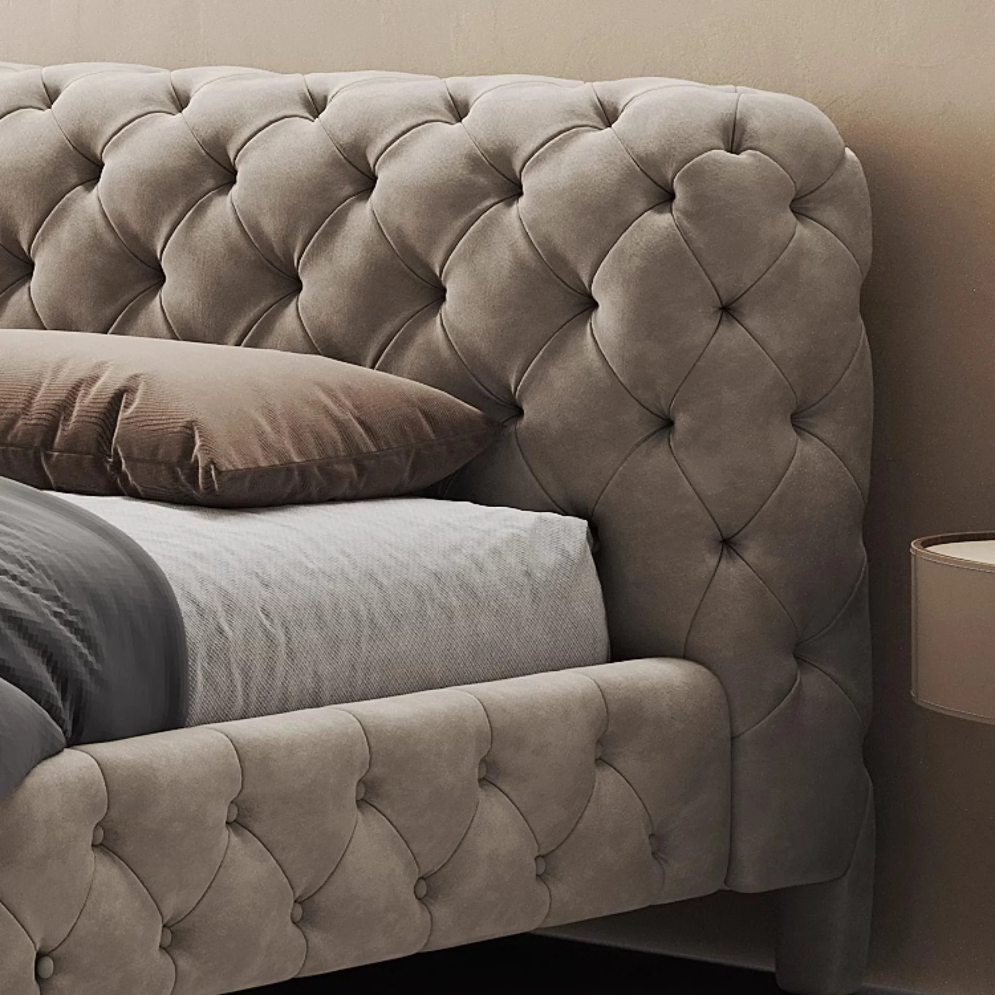 bartona karyola, chesterfield yatak, kapitone baza, klasik modern karyola, özel üretim yatak odası, ısmarlama mobilya, şık döşemeli karyola, luxury bed frame, handmade upholstered bed, talent design karyola