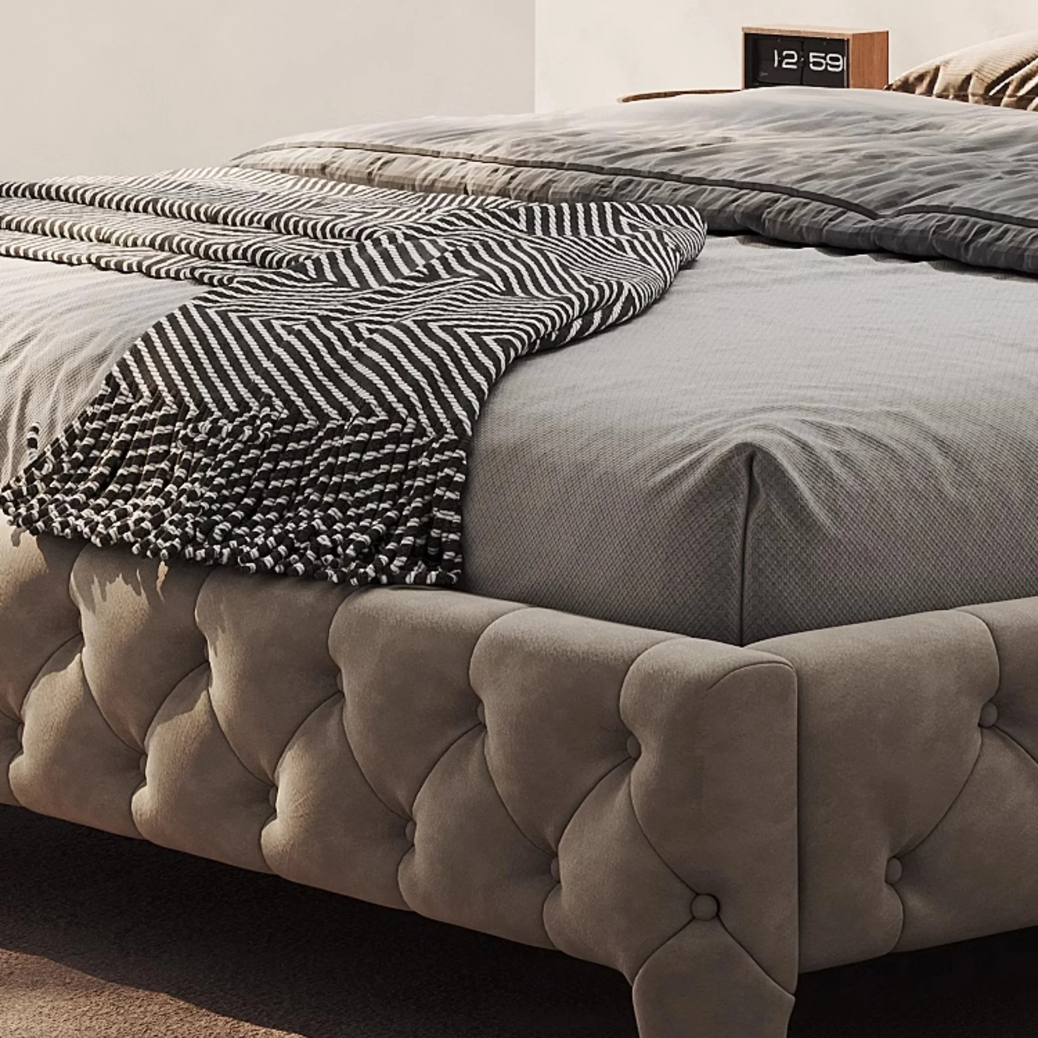 bartona karyola, chesterfield yatak, kapitone baza, klasik modern karyola, özel üretim yatak odası, ısmarlama mobilya, şık döşemeli karyola, luxury bed frame, handmade upholstered bed, talent design karyola