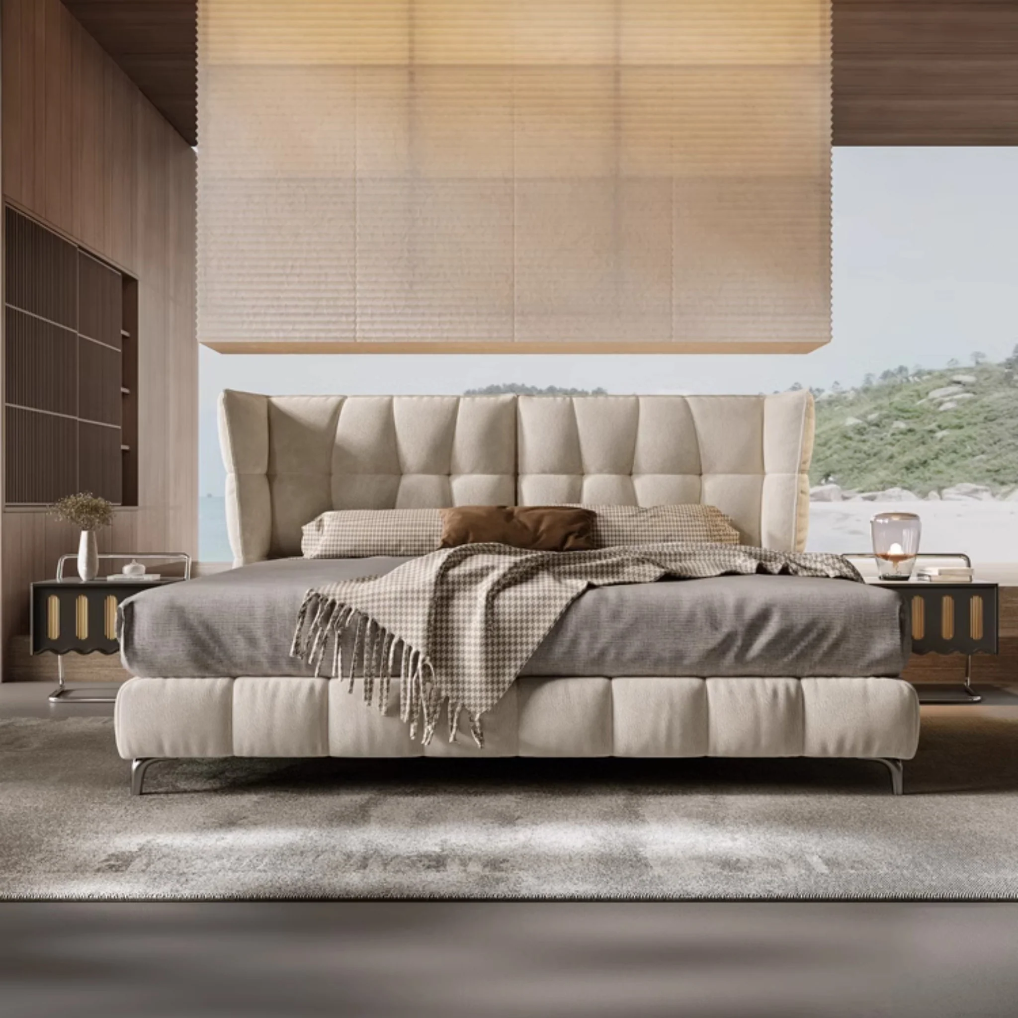 belnora karyola, modern kapitone yatak, kanat başlıklı karyola, özel üretim baza, sipariş yatak, ısmarlama mobilya, modern döşemeli yatak, soft headboard bed, luxury upholstered bed, talent design karyola