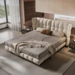 belnora karyola, modern kapitone yatak, kanat başlıklı karyola, özel üretim baza, sipariş yatak, ısmarlama mobilya, modern döşemeli yatak, soft headboard bed, luxury upholstered bed, talent design karyola