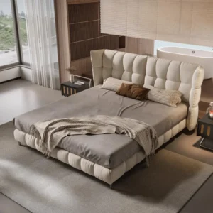 belnora karyola, modern kapitone yatak, kanat başlıklı karyola, özel üretim baza, sipariş yatak, ısmarlama mobilya, modern döşemeli yatak, soft headboard bed, luxury upholstered bed, talent design karyola