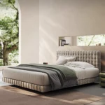 benzora karyola, kare kapitone yatak, modern döşemeli baza, özel üretim platform bed, ısmarlama mobilya, minimal lüks yatak, soft velvet bed frame, contemporary upholstered bed, talent design karyola