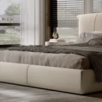 berlize karyola, deri başlıklı modern yatak, özel üretim baza, minimal karyola, ısmarlama mobilya, sipariş yatak odası tasarımı, low platform bed, luxury contemporary bed, talent design karyola