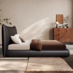 bernova karyola, deri başlıklı yatak, modern baza karyola, özel üretim yatak odası, ısmarlama mobilya, sipariş karyola, deri kaplama baza, contemporary bed, minimal luxury bed, talent design karyola