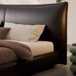 bernova karyola, deri başlıklı yatak, modern baza karyola, özel üretim yatak odası, ısmarlama mobilya, sipariş karyola, deri kaplama baza, contemporary bed, minimal luxury bed, talent design karyola