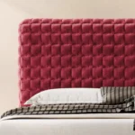 bravena karyola, bordo kapitone yatak, kadife döşemeli karyola, modern şık yatak, özel üretim mobilya, ısmarlama karyola, petek desenli başlık, luxury velvet bed, statement bed frame, talent design karyola