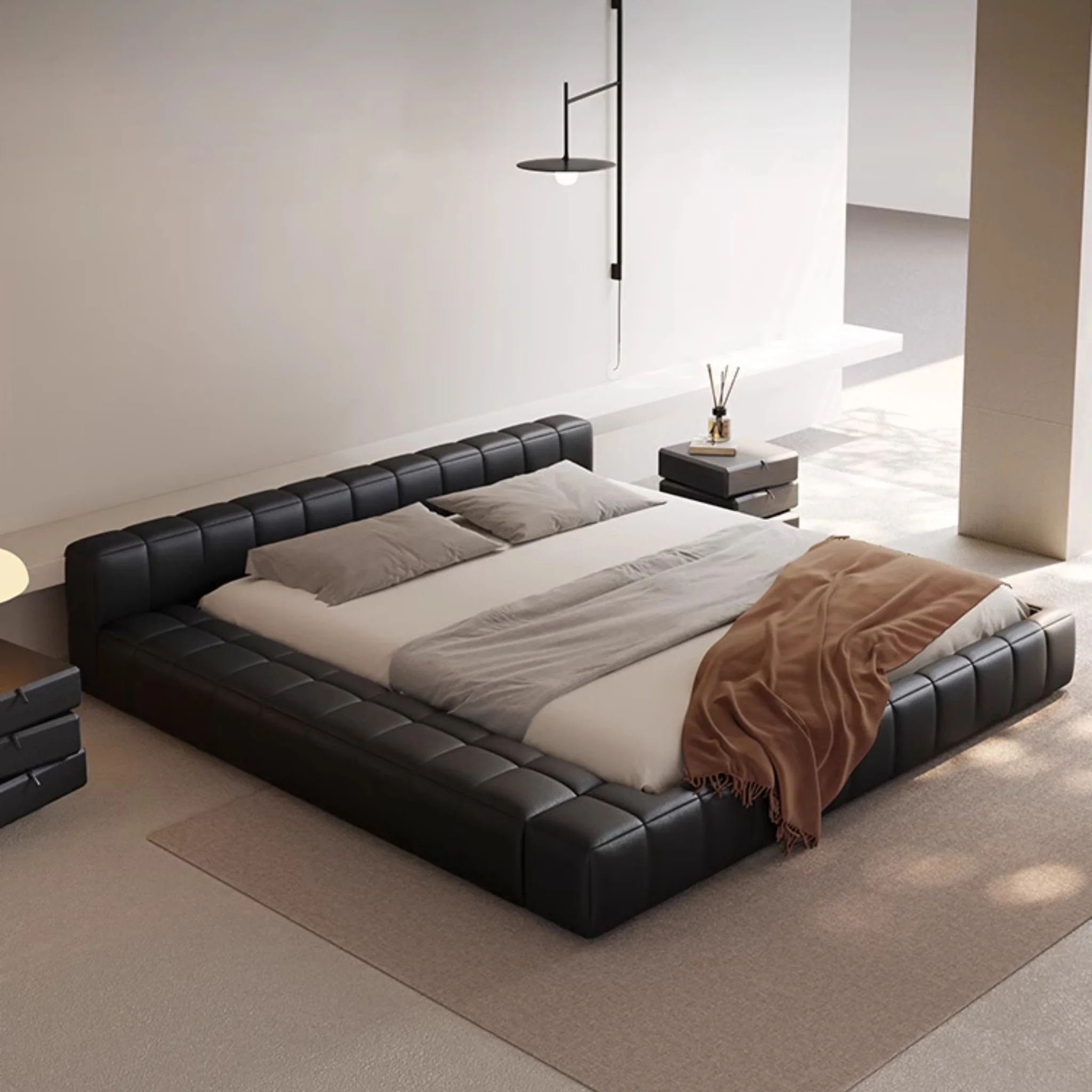 bredon karyola, alçak platform yatak, deri kapitone baza, modern minimal karyola, özel üretim yatak odası, sipariş mobilya, ısmarlama baza yatak, zen stil yatak, contemporary leather bed, talent design karyola