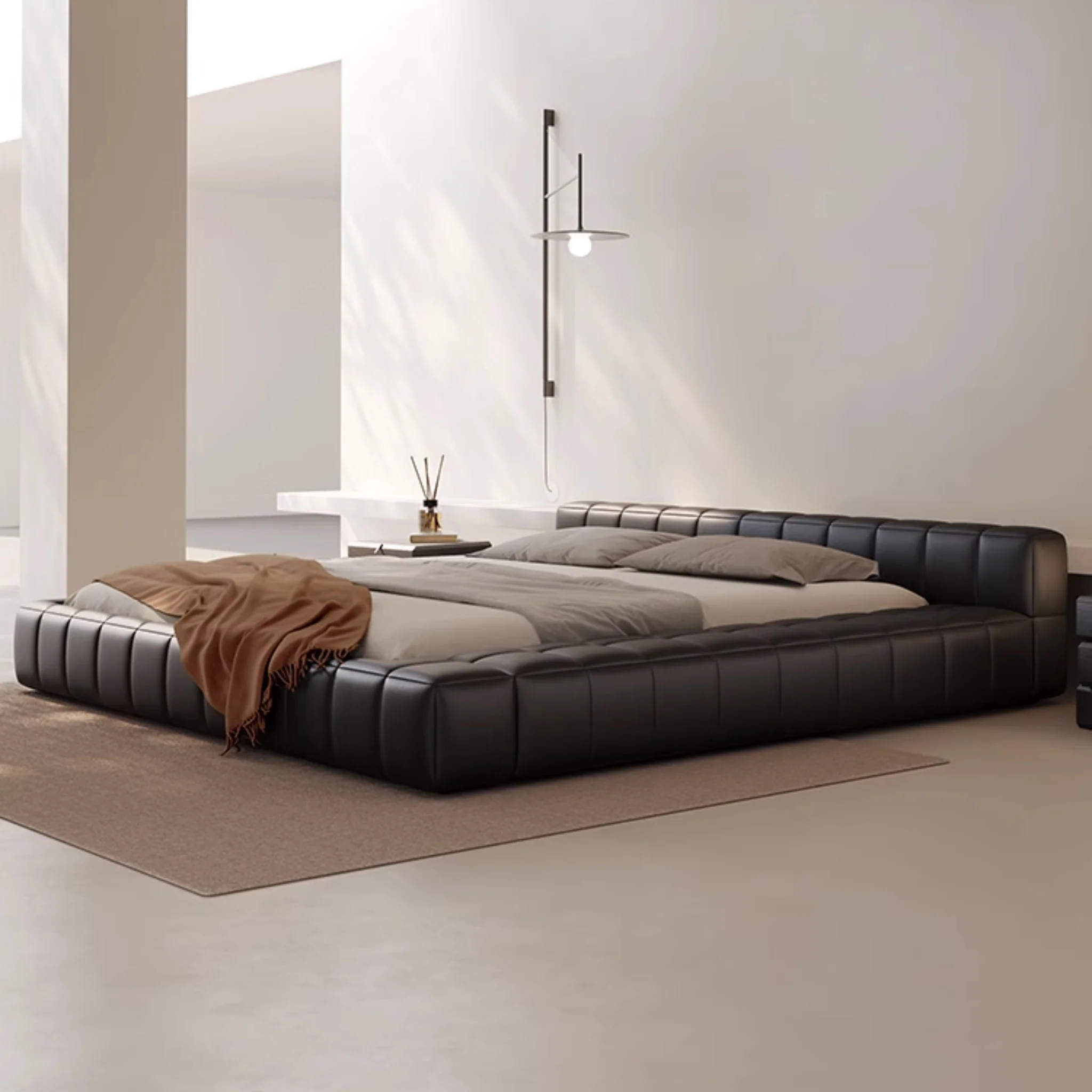 bredon karyola, alçak platform yatak, deri kapitone baza, modern minimal karyola, özel üretim yatak odası, sipariş mobilya, ısmarlama baza yatak, zen stil yatak, contemporary leather bed, talent design karyola