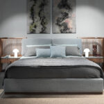 bronova karyola, modern ahşap yatak, panel detaylı başlık, özel üretim karyola, ısmarlama yatak, ceviz karyola, modern mimari mobilya, natural wooden bed, handcrafted furniture, talent design karyola