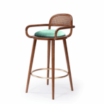 talent design, faven bar sandalyesi, rattan sırtlıklı sandalye, modern bar sandalyesi, pirinç detaylı sandalye, özel üretim mobilya, sipariş mobilya, ısmarlama mobilya, özel ölçü bar sandalyesi, ahşap bar sandalyesi