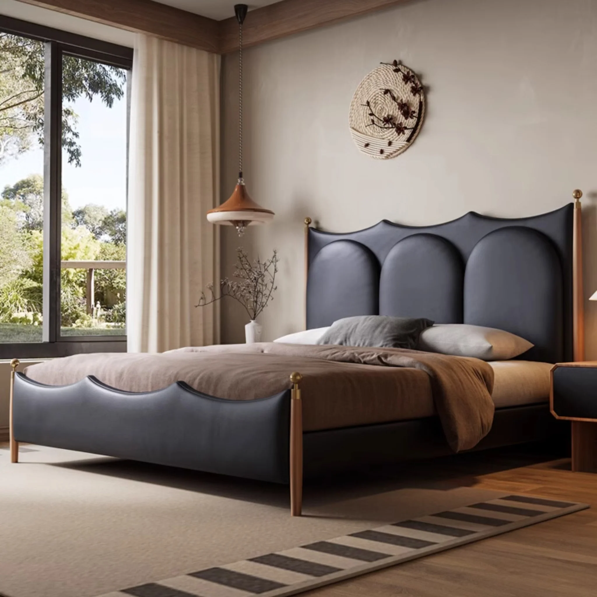 talent design, fioren karyola, deri başlıklı karyola, özel üretim yatak, kavisli başlık karyola, modern yatak odası, sipariş mobilya, ısmarlama mobilya, özel ölçü karyola, luxury bed, contemporary bed, pirinç detaylı yatak