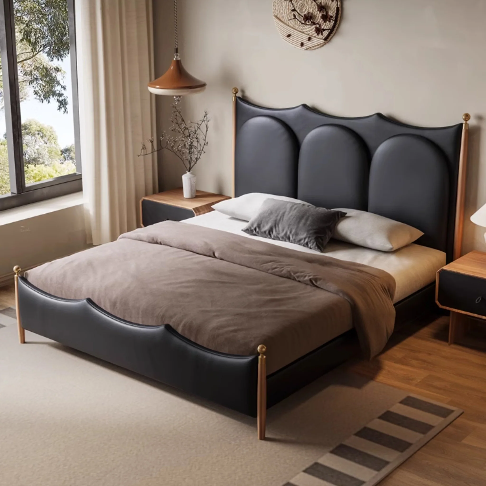 talent design, fioren karyola, deri başlıklı karyola, özel üretim yatak, kavisli başlık karyola, modern yatak odası, sipariş mobilya, ısmarlama mobilya, özel ölçü karyola, luxury bed, contemporary bed, pirinç detaylı yatak