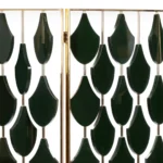 lumera paravan, dekoratif metal paravan, siyah yaprak paravan, altın çerçeveli oda bölücü, modern paravan tasarımı, özel üretim paravan, sipariş mobilya, ısmarlama dekorasyon ürünü, luxury room divider, artistic screen, handcrafted partition