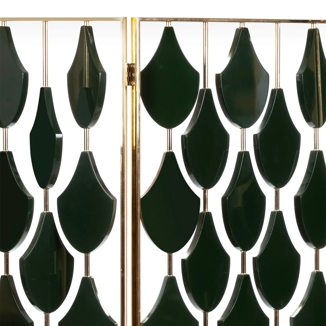lumera paravan, dekoratif metal paravan, siyah yaprak paravan, altın çerçeveli oda bölücü, modern paravan tasarımı, özel üretim paravan, sipariş mobilya, ısmarlama dekorasyon ürünü, luxury room divider, artistic screen, handcrafted partition