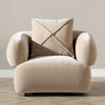 lunaro koltuk, modern berjer koltuk, yuvarlak hatlı koltuk, özel üretim mobilya, ısmarlama koltuk, boucle kaplı koltuk, retro modern koltuk, konforlu tekli koltuk, salon koltuk tasarımı, talent design koltuk