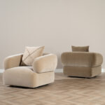 lunaro koltuk, modern berjer koltuk, yuvarlak hatlı koltuk, özel üretim mobilya, ısmarlama koltuk, boucle kaplı koltuk, retro modern koltuk, konforlu tekli koltuk, salon koltuk tasarımı, talent design koltuk