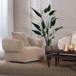 lunaro koltuk, modern berjer koltuk, yuvarlak hatlı koltuk, özel üretim mobilya, ısmarlama koltuk, boucle kaplı koltuk, retro modern koltuk, konforlu tekli koltuk, salon koltuk tasarımı, talent design koltuk