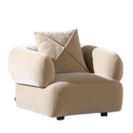 lunaro koltuk, modern berjer koltuk, yuvarlak hatlı koltuk, özel üretim mobilya, ısmarlama koltuk, boucle kaplı koltuk, retro modern koltuk, konforlu tekli koltuk, salon koltuk tasarımı, talent design koltuk