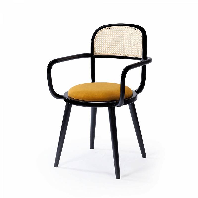 talent design, marvina sandalye, hasır detaylı sandalye, siyah ahşap sandalye, hardal döşemeli sandalye, retro sandalye, modern sandalye, yemek masası sandalyesi, cafe sandalyesi, özel üretim mobilya, sipariş mobilya, özel ölçü mobilya, ısmarlama mobilya, handcrafted chair, custom made chair