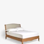 mirabelle karyola, keten döşemeli yatak, ahşap karyola, country tarz mobilya, rustik yatak odası, özel üretim karyola, ısmarlama mobilya, french country bed, modern klasik yatak, talent design karyola