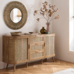 talent design, noalen büfe, hasır detaylı büfe, rattan büfe, kavisli kenarlı büfe, masif meşe büfe, modern büfe, coastal tarz mobilya, bohem büfe, doğal ahşap büfe, özel üretim mobilya, özel ölçü mobilya, sipariş mobilya, ısmarlama mobilya, handcrafted sideboard