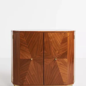talent design, orenta büfe, ceviz büfe, pirinç detaylı büfe, geometrik kapaklı büfe, modern büfe, art deco büfe, contemporary sideboard, özel üretim mobilya, sipariş mobilya, özel ölçü mobilya, ısmarlama mobilya, handcrafted sideboard, custom made buffet