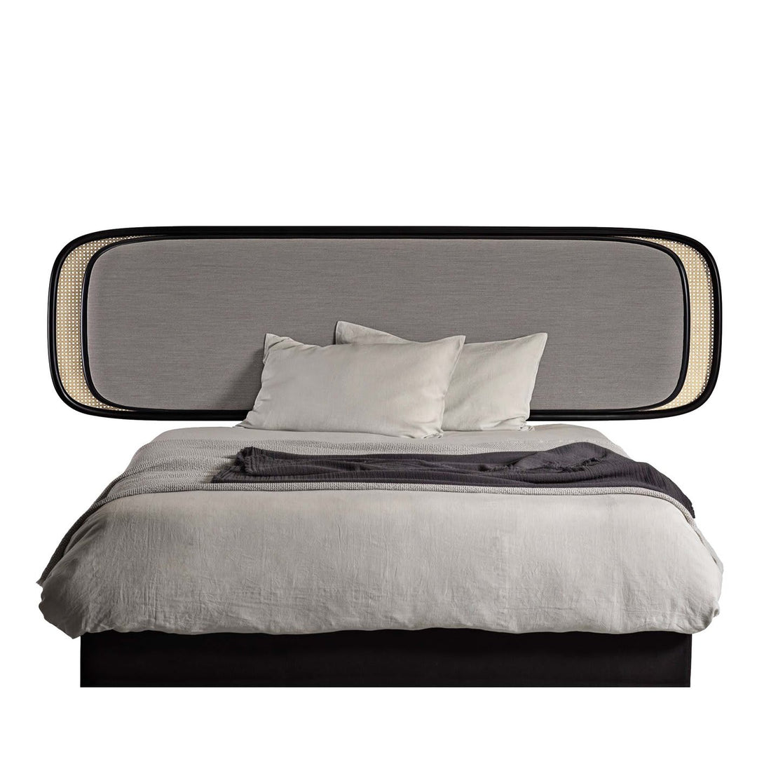 sorvia yatak başı, rattan detaylı yatak başlığı, modern yatak başı, doğal dokulu başlık, ısmarlama mobilya, özel üretim mobilya, minimal yatak odası, modern rattan headboard, handcrafted furniture, talent design yatak başı